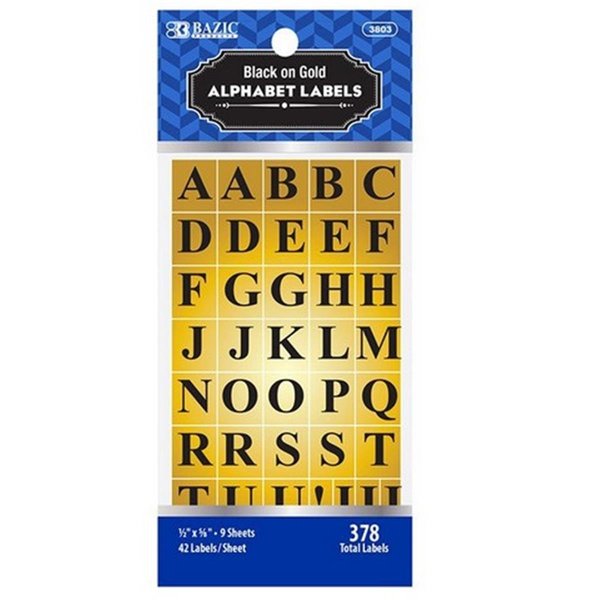 Roomfactory Bazic   Gold Foil Alphabet Label (378/Pack) Pack of 24 RO1260114